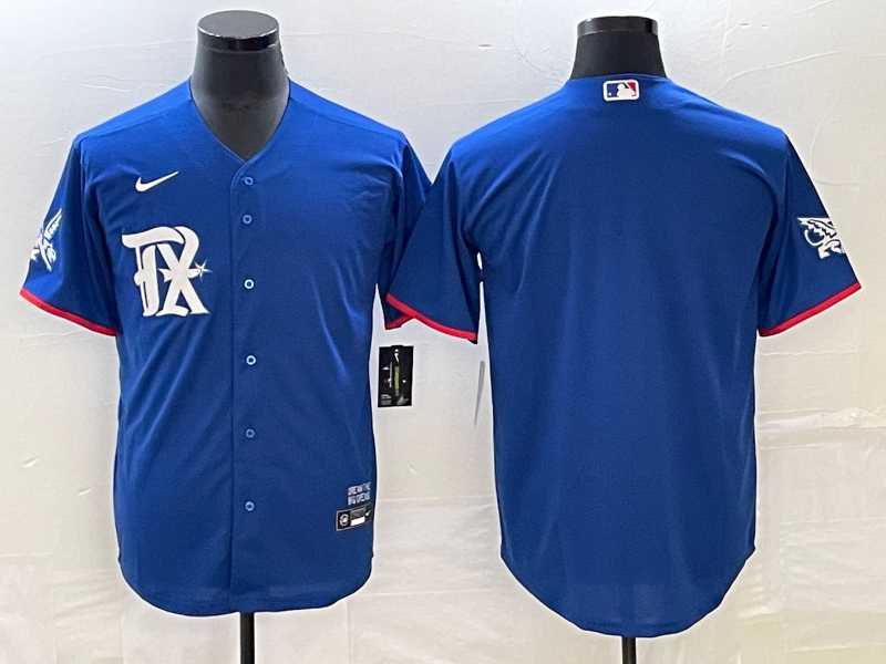Men%27s Texas Rangers Blank Royal Blue 2023 City Connect Stitched Baseball Jersey->toronto blue jays->MLB Jersey